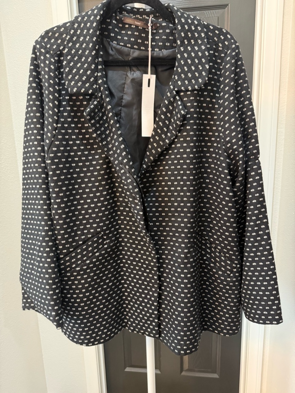 hazel Black Blazer with White Microdot Pattern
